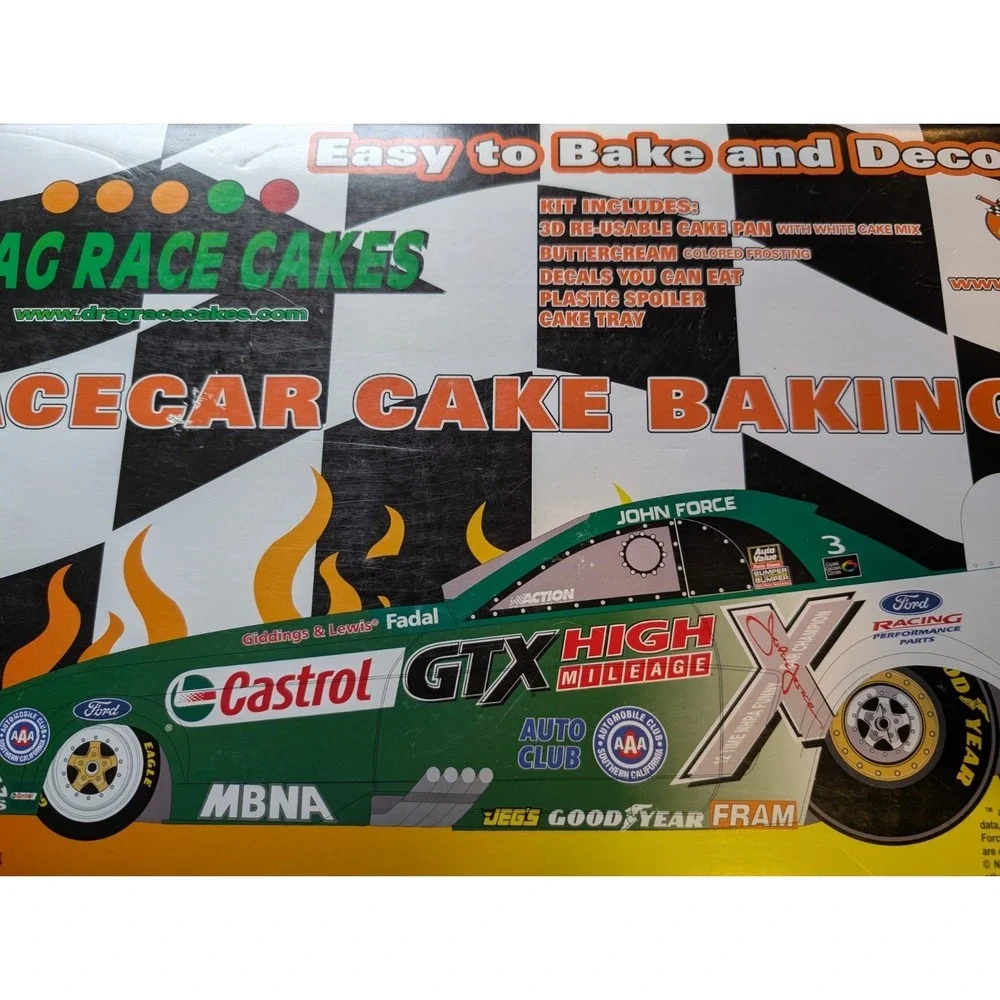 Drag Race Cakes, NHRA Race Car Baking Kit John Force Racing Cake Pan